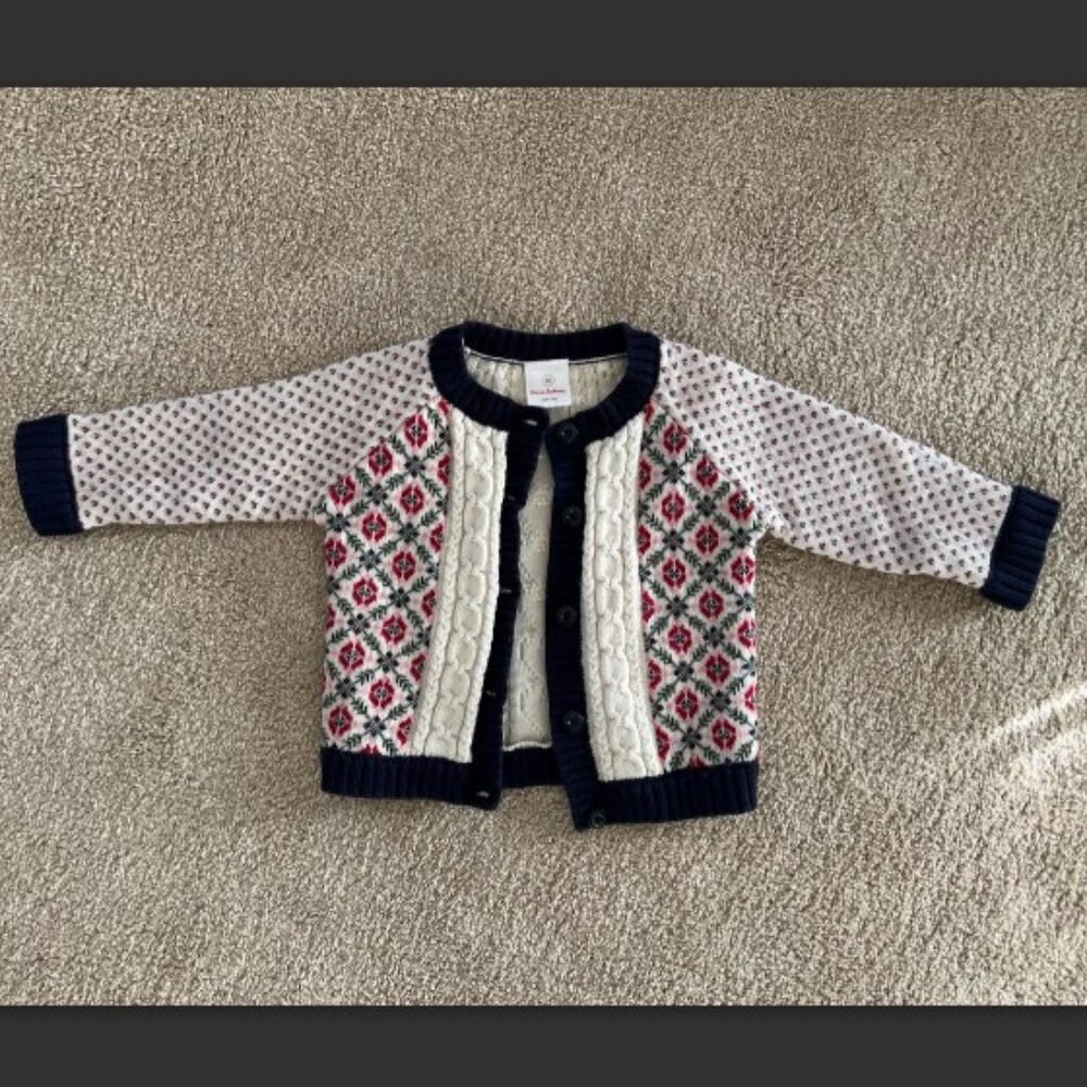 Hanna Andersson Fair Isle Cable Knit Cardigan